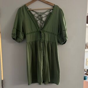 ASOS Green Lace-Up flowy mini Dress